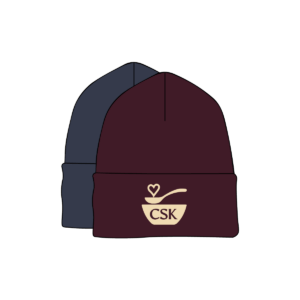 CSK Beanie, shown in maroon and blue