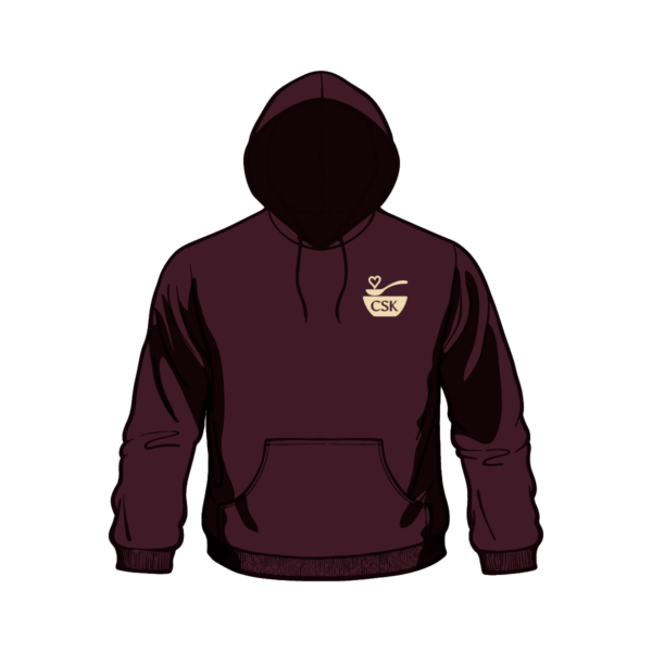 CSK hoodie, front, maroon