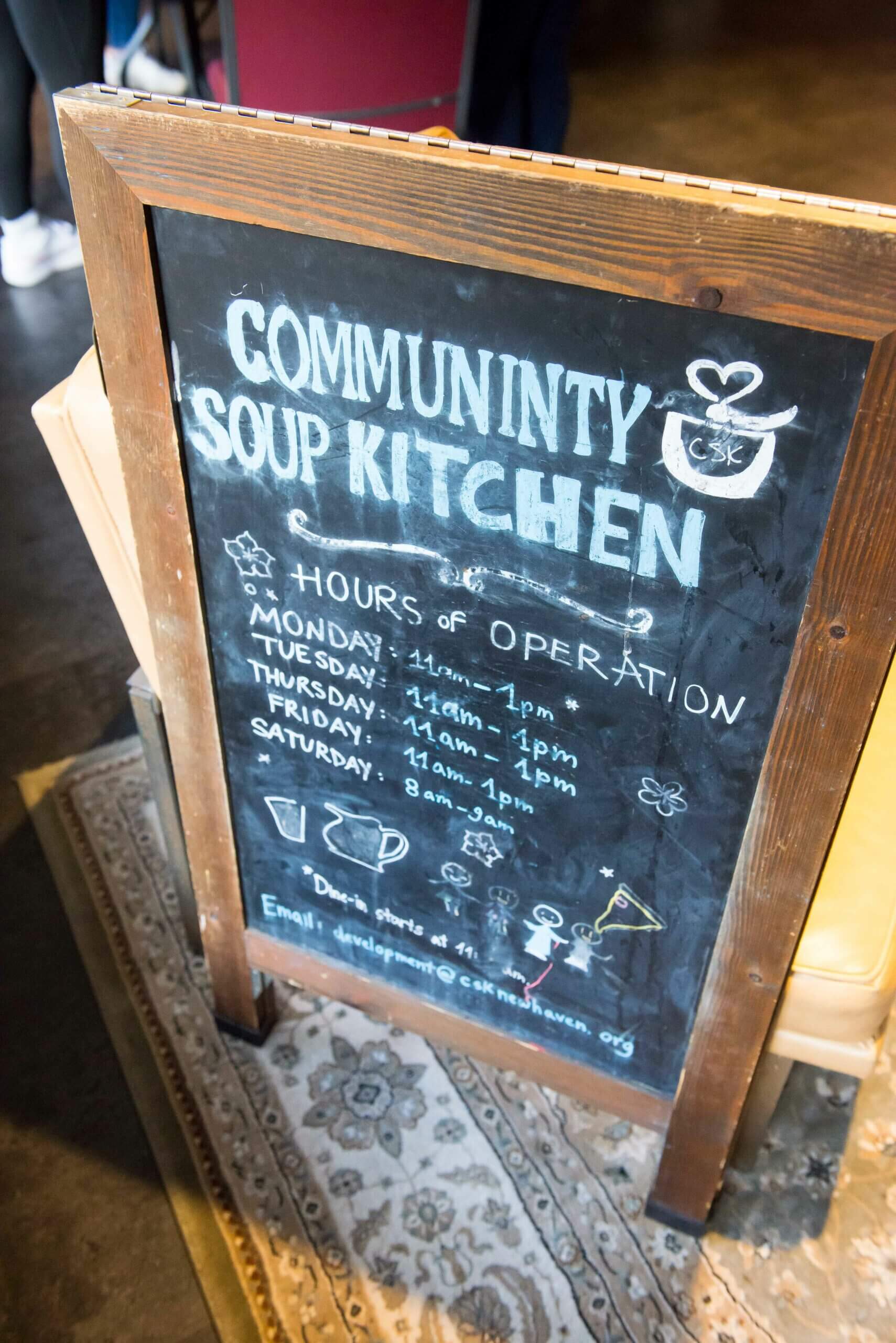 Sign at the Community Soup Kitchen of New Haven
